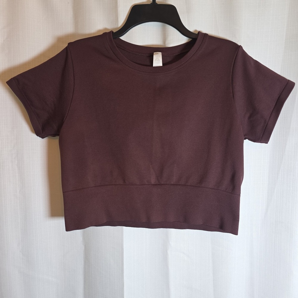 Offline Aerie Burgundy Short Sleeve Crop Shirt Workout XL